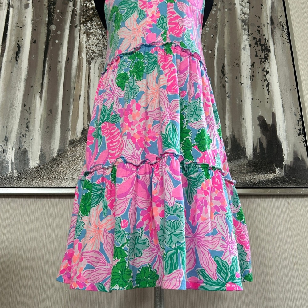 Lilly Pulitzer Women's Lorina Floral V-Neck A-Line 100% Cotton Dress - XS - Picture 6 of 10